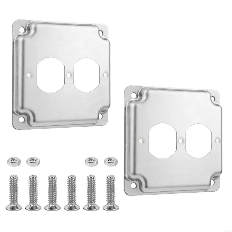 2 Unit Strong Metal Switches Plates for 4 Inch Square Electrical Enclosures