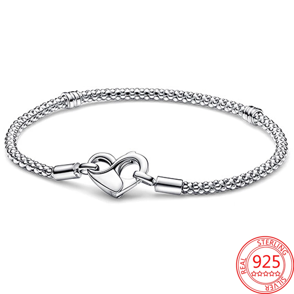 Beautiful 925 Sterling Silver Sparkling Star Love Chain Bracelet Premium DIY Accessories Paired with Gifts Birthday Party