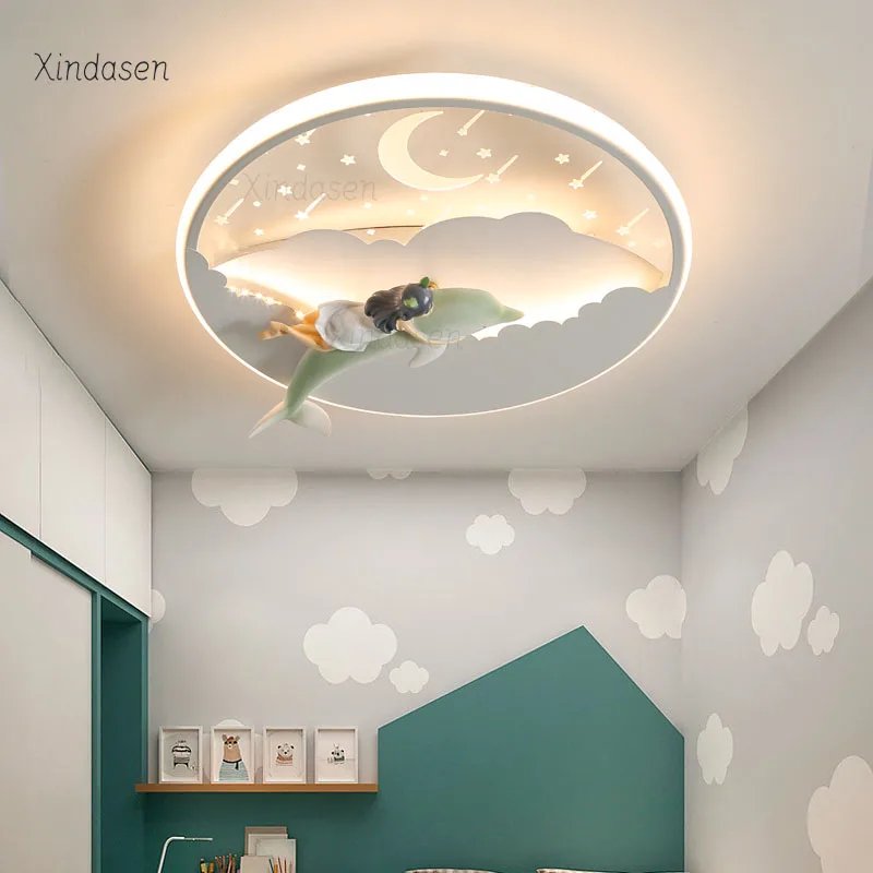 

Creative Ceiling Lights Kids Room Cute Dolphin Deco Cartoon Chandelier For Children Boy Girl Bedroom Study Ceiling Lamp Lighting