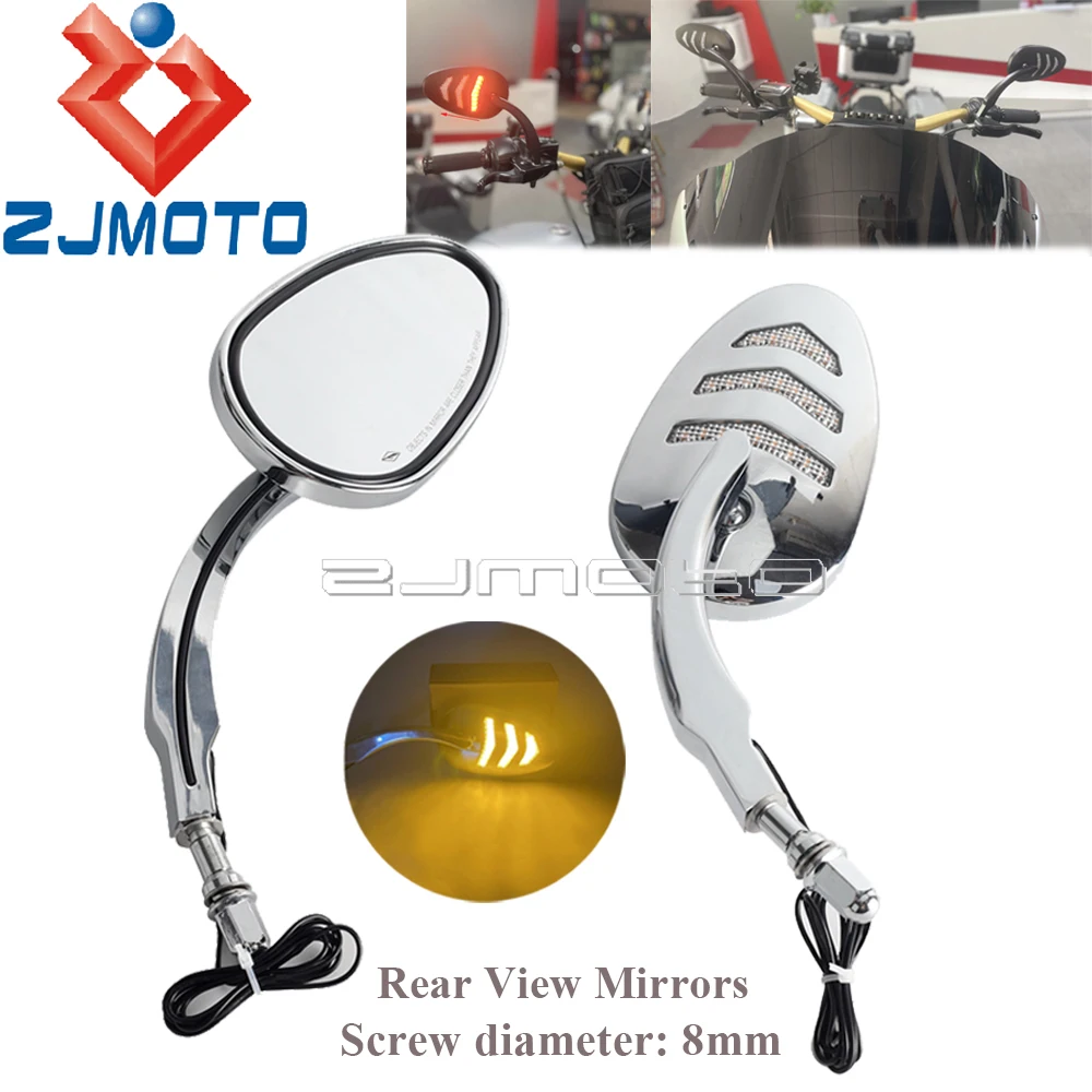 

Motorcycle LED Turn Signals Rear View Mirror For Dyna FXDF Low Rider Super Glide Switchback FLD Wide Glide 1997-17 Road King 14+
