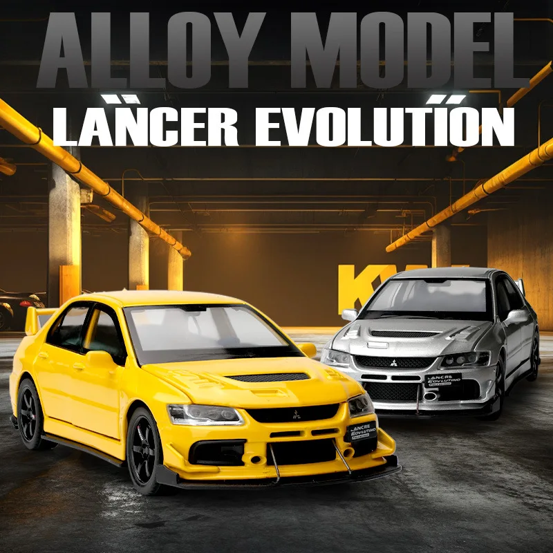 Mitsubishi Lancer Evolution-スポーツカーモデル,金属レーシングカー,ダイキャスト,サウンドライト,子供向けギフト,1:32