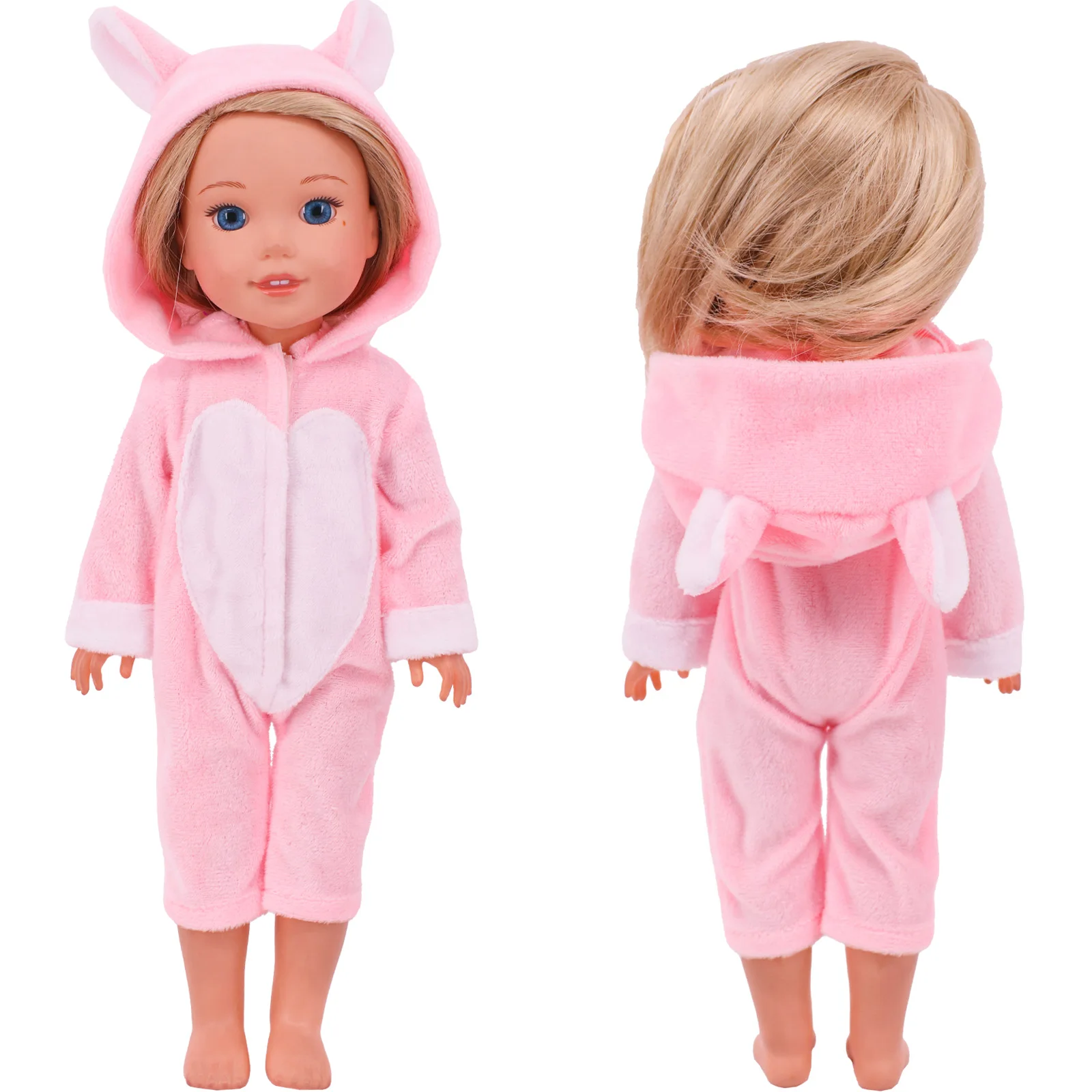 Doll Clothes Cartoon Doll Pajamas Jumpsui hooded clothes For 14Inch Doll&36Cm Baby Cute Printing Clothes Accessories Girl's Toy