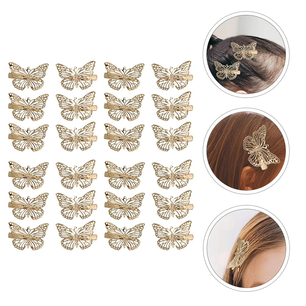 

24 шт., заколка для волос с моделированием бабочек, шикарные металлические заколки для волос для женщин, креативное украшение для прически, подарок, заколки-бабочки