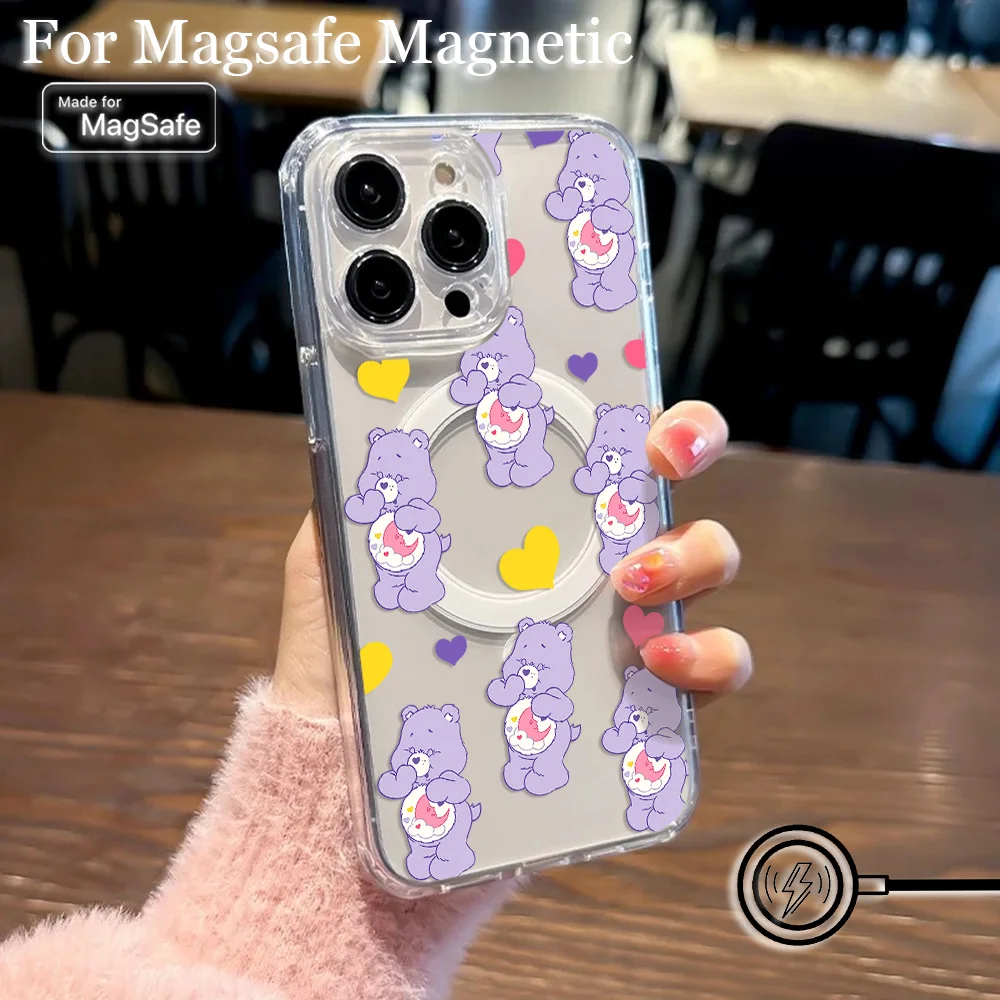 Niedliche C-Cares Cartoon-Bären-Magsafe-Magnet-Handyhülle für iPhone 16 15 14 13 12 11 8 7 Plus Pro Max X XR XSMax Klare TPU-Abdeckung – Detail 10