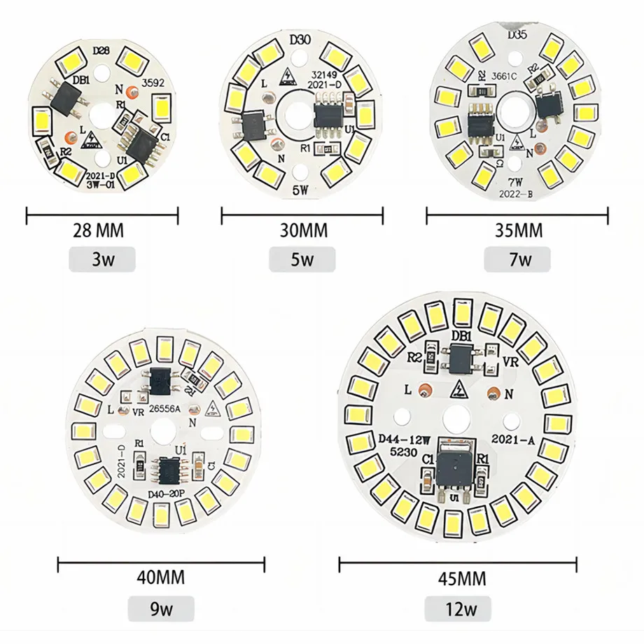 YzzKoo LED Bulb Patch Lamp SMD Plate Circular Module Light Source Plate For Bulb Light AC 220V Led Downlight Chip Spotlight LED