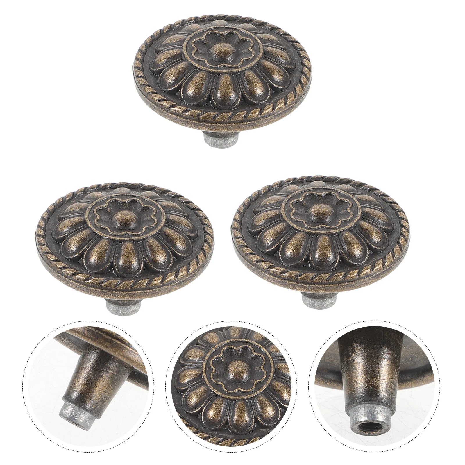 

3Pcs Vintage Round Drawer Knobs Retro Decorative Cabinet Handles Dresser Pulls Kitchen Furniture Hardware Vintage Door Knobs