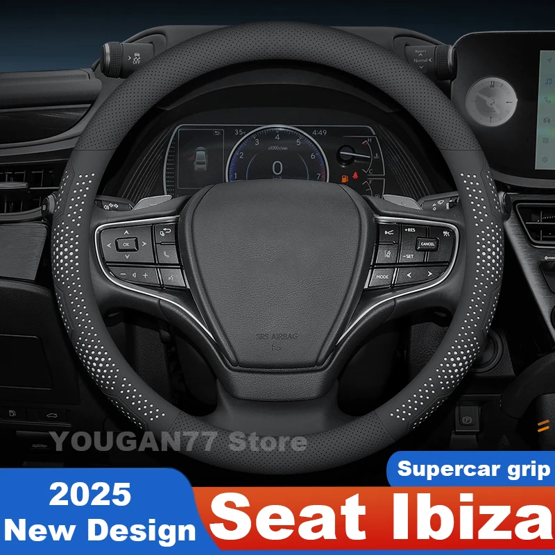 

For Seat Ibiza 6L 6L Steering Wheel Cover PU Leather Non-slip Ultrathin Fit Seat Ibiza 6K2 Ateca Cupra Leon Accessories Interior