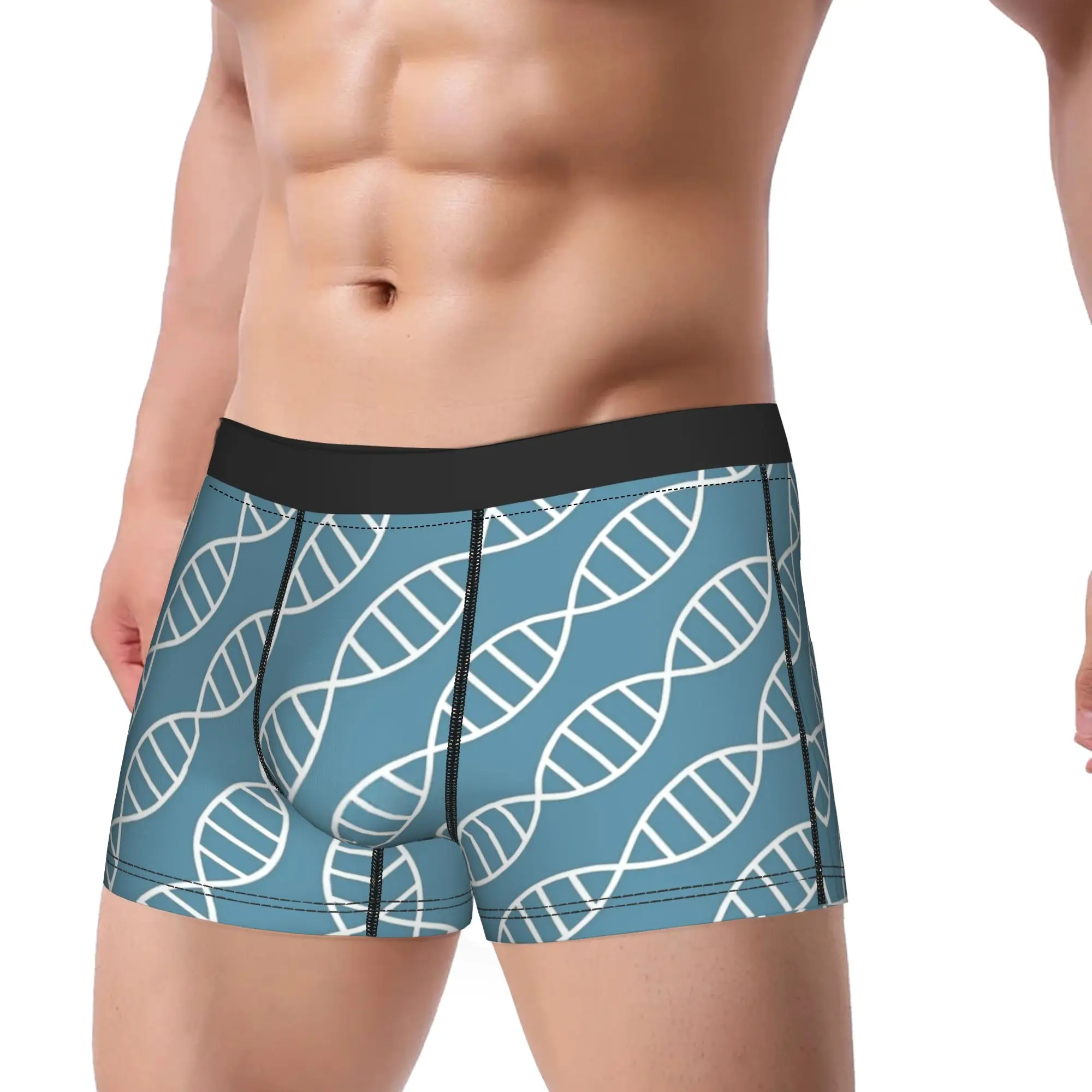 DNA Biotech Pattern Blue Boxershorts  3D Pouch Underwear Hot Sale Custom Boxer Brief Soft Trend Men Underpants Plus Size