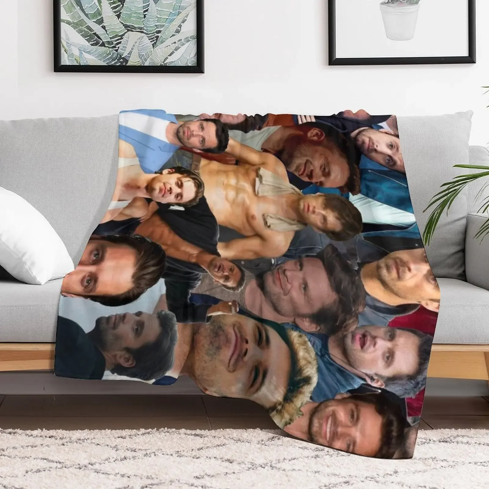 Sebastian Stan Photo Collage Throw Blanket For Baby Plaid on the sofa Hair anime Blankets