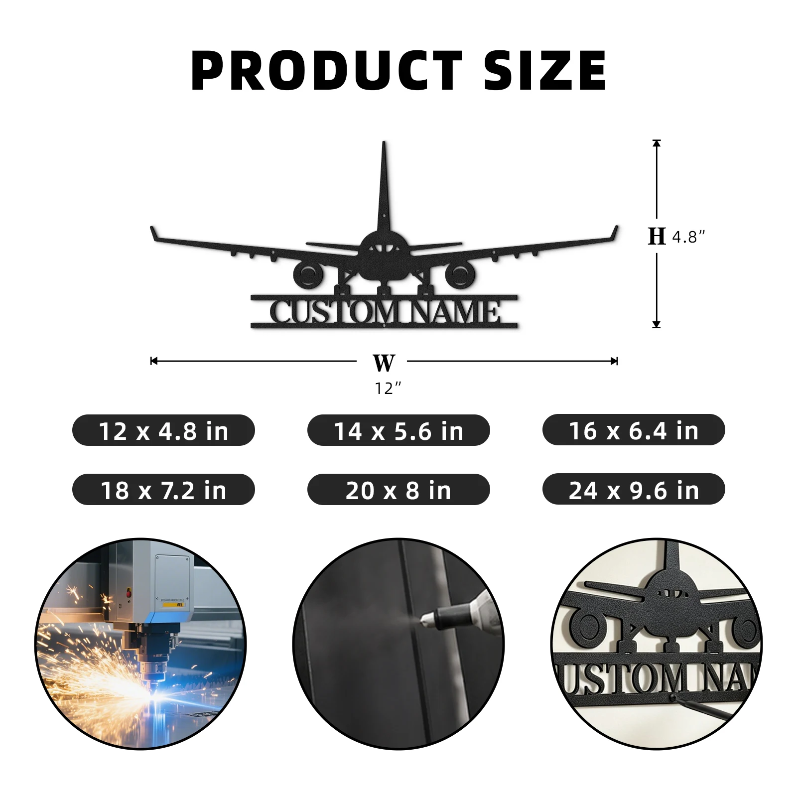 Personalized Aluminum Airplane Wall Decor Custom Name Sign Metal Aviation Art for Kids Room Bedroom Tool Room Pilot Gift