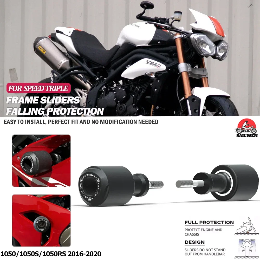 

Motorcycle CNC Frame Sliders Protector Guard Fairing Crash Pad Falling Protection For Speed Triple 1050 1050S 1050RS 2016-2020