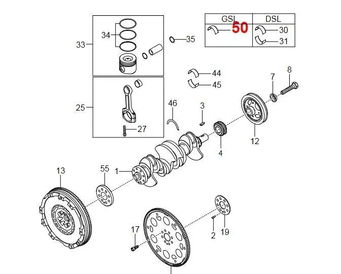 Genuine Connecting Rod Bearing 8 piece #1730380411 for TIVOLI +G16F