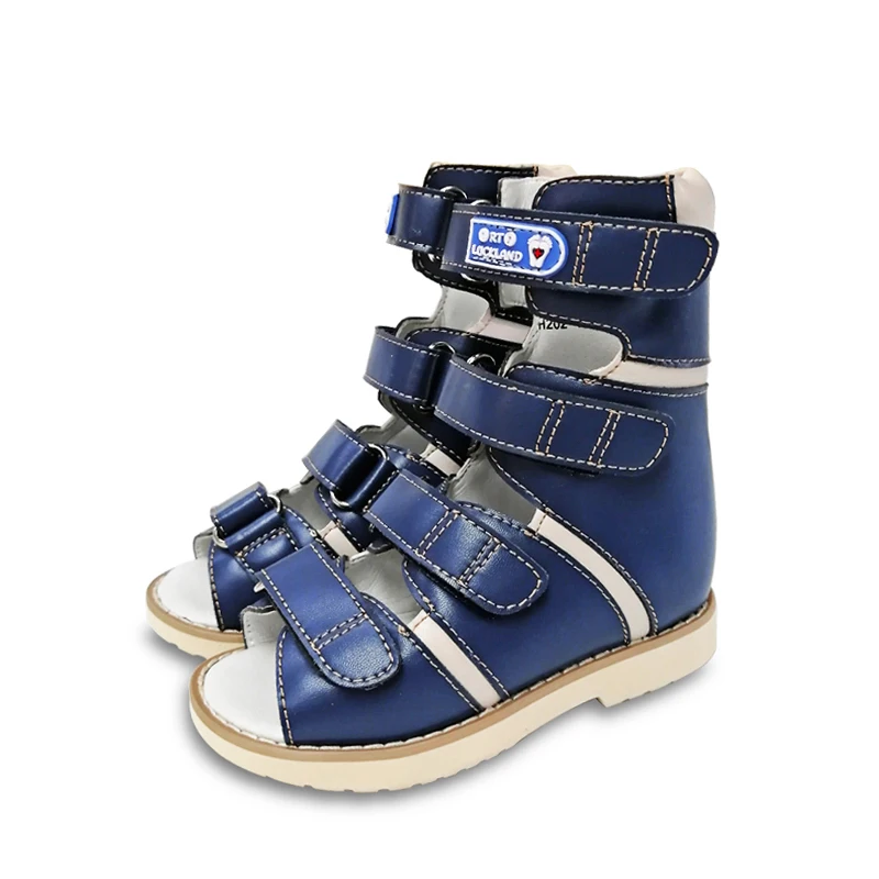 Sepatu sandal ortopedi anak laki-laki, alas kaki Size22-37 kasual High Top, Kelab kulit, alas kaki ortotik medis