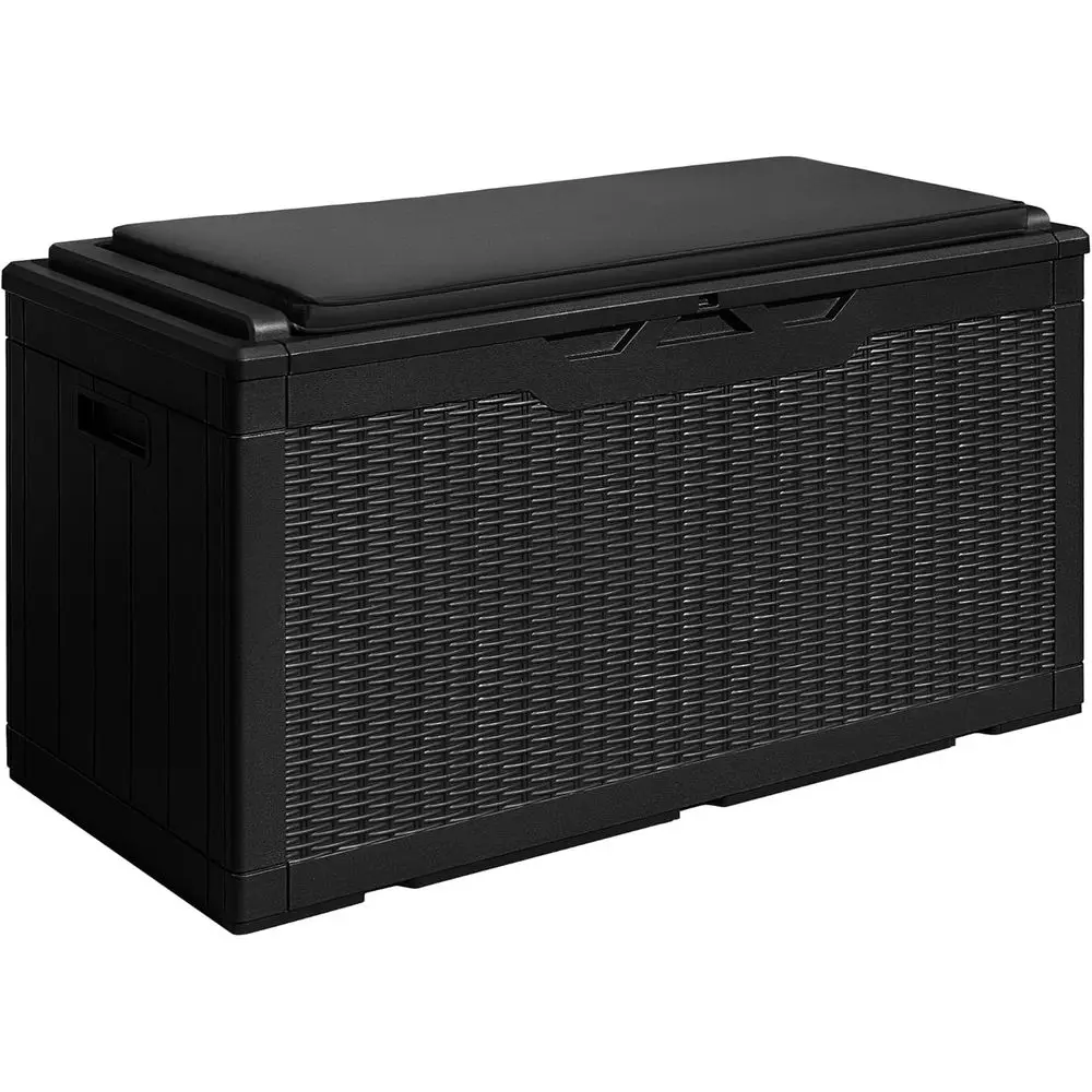 Large Resin Deck Box Outdoor Storage Box Indoor Lockable Storage Container with Cushion or Patio Furniture Garden Pool Cushions