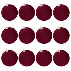 12PCS Velvet Christmas Balls Flocked Christmas Tree Ornaments Plastic Balls Xmas Hanging Ornaments Decoration