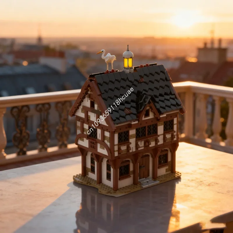 1548 stks MOC Middeleeuwse Markt Huis 2 Kasteel Modelbouw Kerstcadeaus Blokken Architectuur DIY Onderwijs Baksteen Speelgoed Kinderen