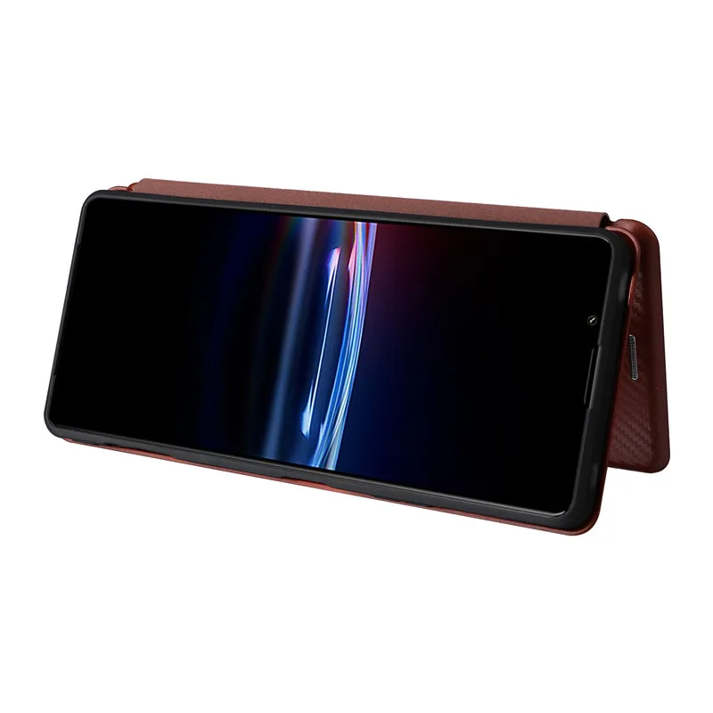 소니 Xperia 10 5 1 V VI PRO-I 5 II III IV 1 에이스 XZ3 L4 케이스 탄소 섬유 플립 자석 홀더 충격 방지 커버 카드 슬롯 Funda