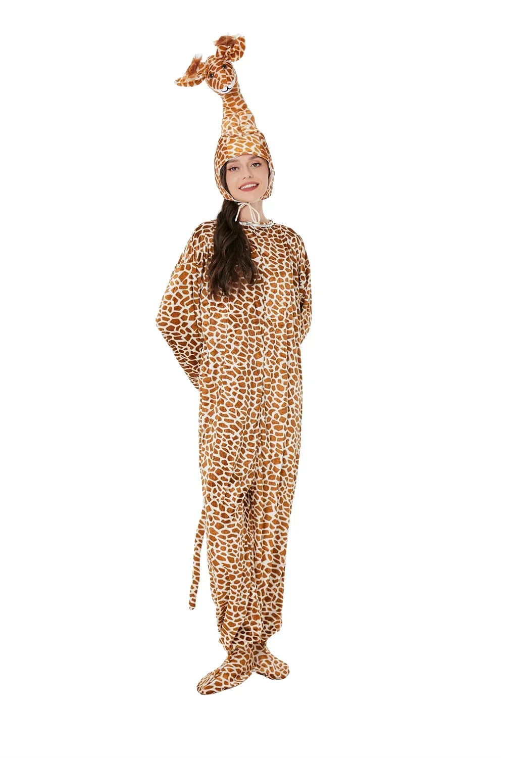 Purim Adult Giraffe Costume Animal Cosplay Halloween Carnival Fancy Jumpsuit Set Stage Performance Costume