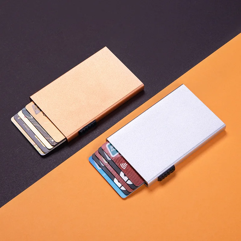 Magischer Ausweis- und Kreditkartenhalter, Smart Wallet für Damen und Herren, ID-Kartenetui, Metall, dünn, schlank, Pop-Up, Aluminium, minimalistische Geldbörse – Detail 20