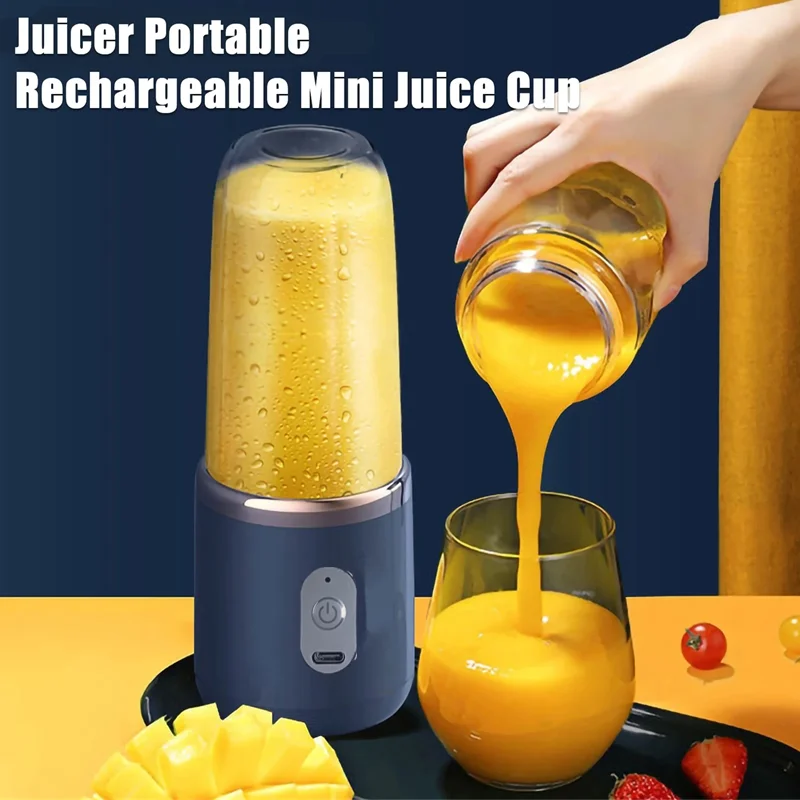 Blue/Pink Portable Small Electric Juicer Stainless Steel Blade Cup Juicer Fruit Automatic Smoothie Blender Kitchen Tool