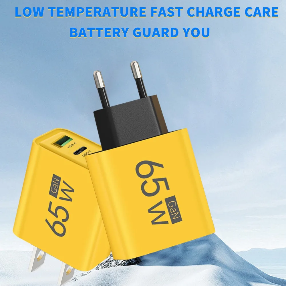 65W GaN USB Charger USB Type C 3 Ports Fast Charging Wall Charger Quick Charge 3.0 EU/US Plug for Samsung/Xiaomi/Huawei