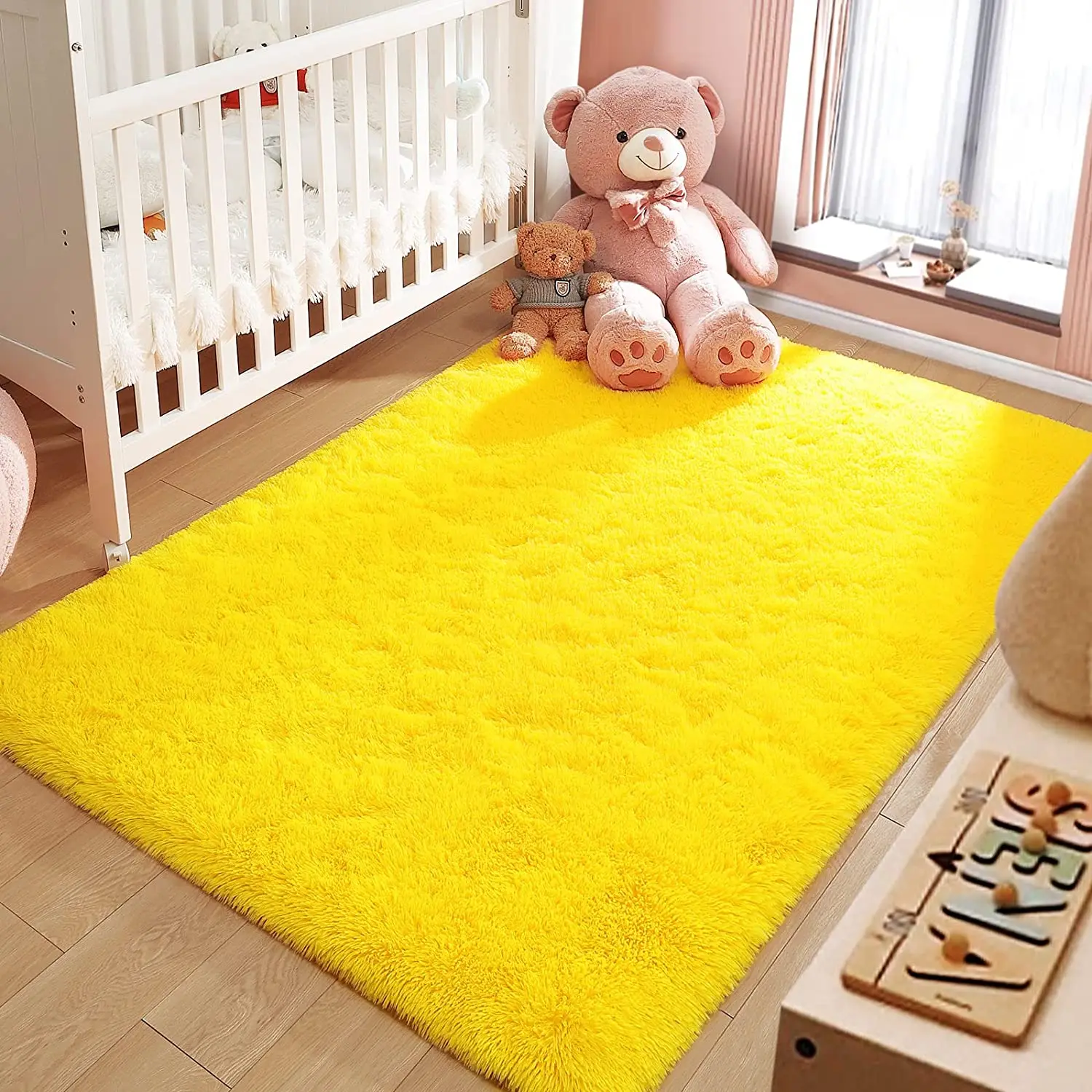 MiRcle Sweet Yellow Carpet for Living Room Plush Rug Bed Room Floor Fluffy Mats Home Decor Rugs Soft Velvet Bed Beside Kids Room