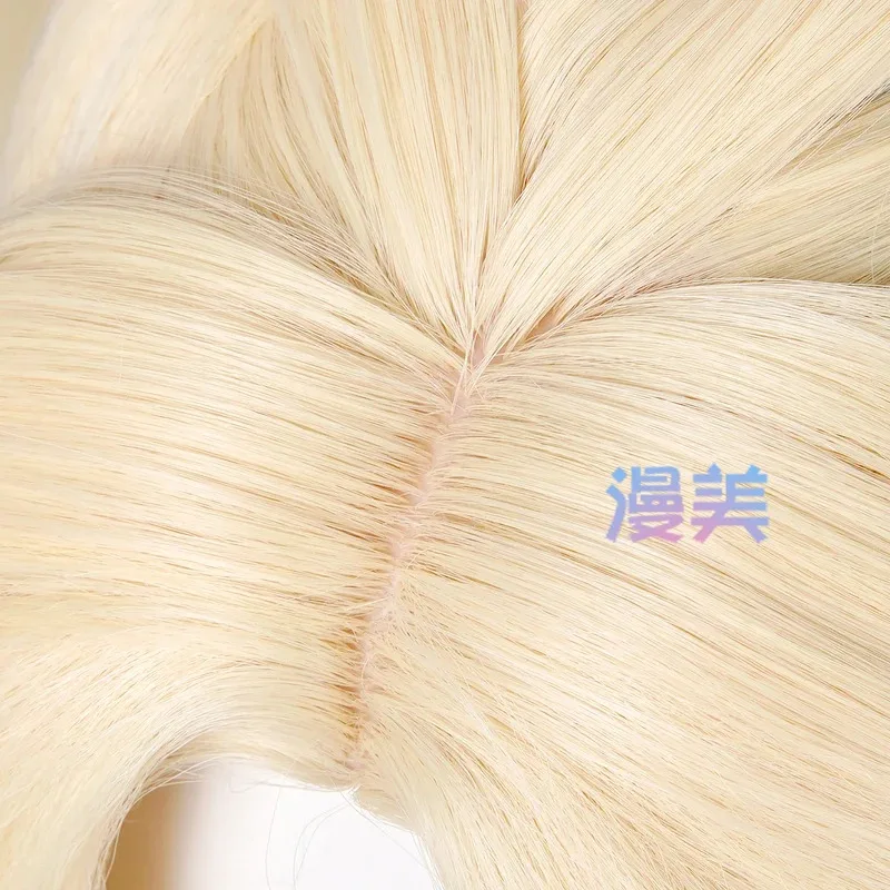 Lqgame genshin impacto nicole reeyn peruca cosplay prop longo quente ouro com cabelo de síntese azul festa de carnaval de halloween para mulher m