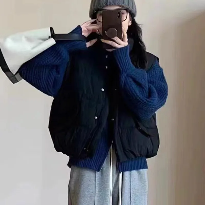 الشتاء الخريف بطة أسفل سترة المرأة قصيرة أكمام سترة منفوخة امرأة صدرية ملابس خارجية عصرية chaqueta de mujer VT-367 #1