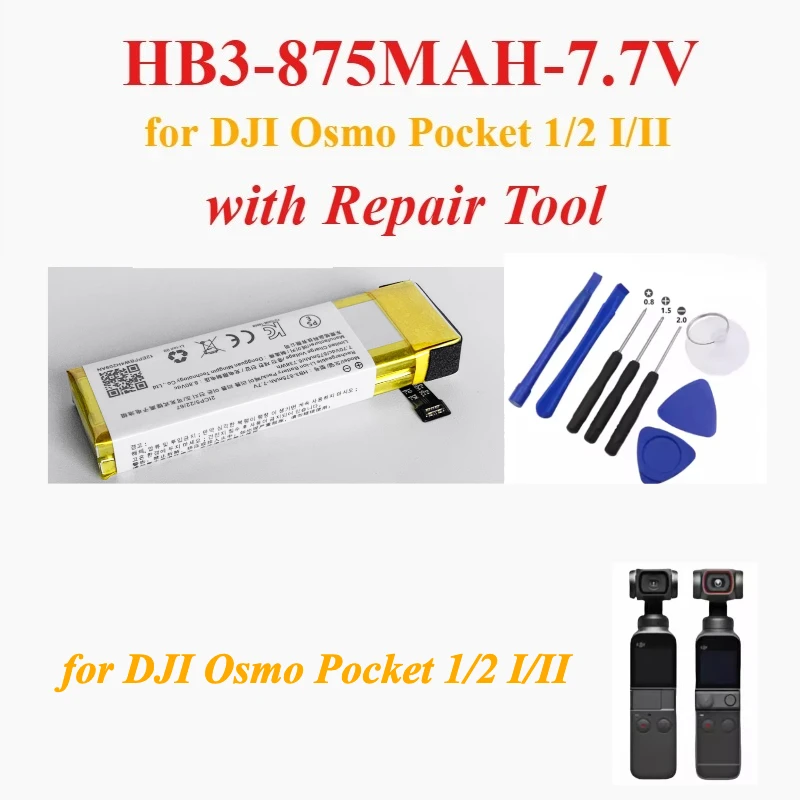 New HB3-875MAH-7.7V with Tool Kit for DJI Osmo Pocket 1 Osmo Pocket 2 Osmo Pocket II Camera Replacement Battery Capacitor