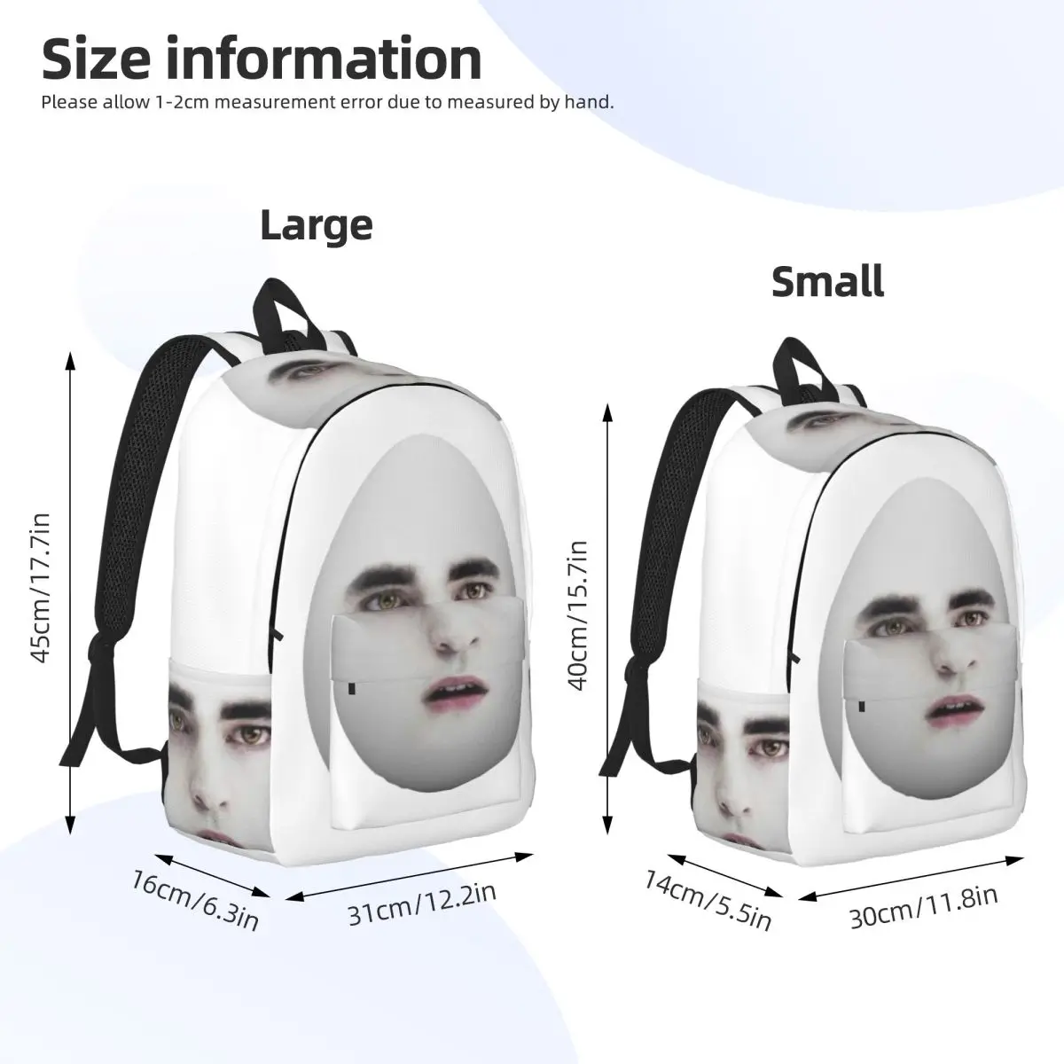 Eggward Funny Edward Cullen Backpack Student BookBag Children School Bag Laptop Shoulder Bags for Boys Girls