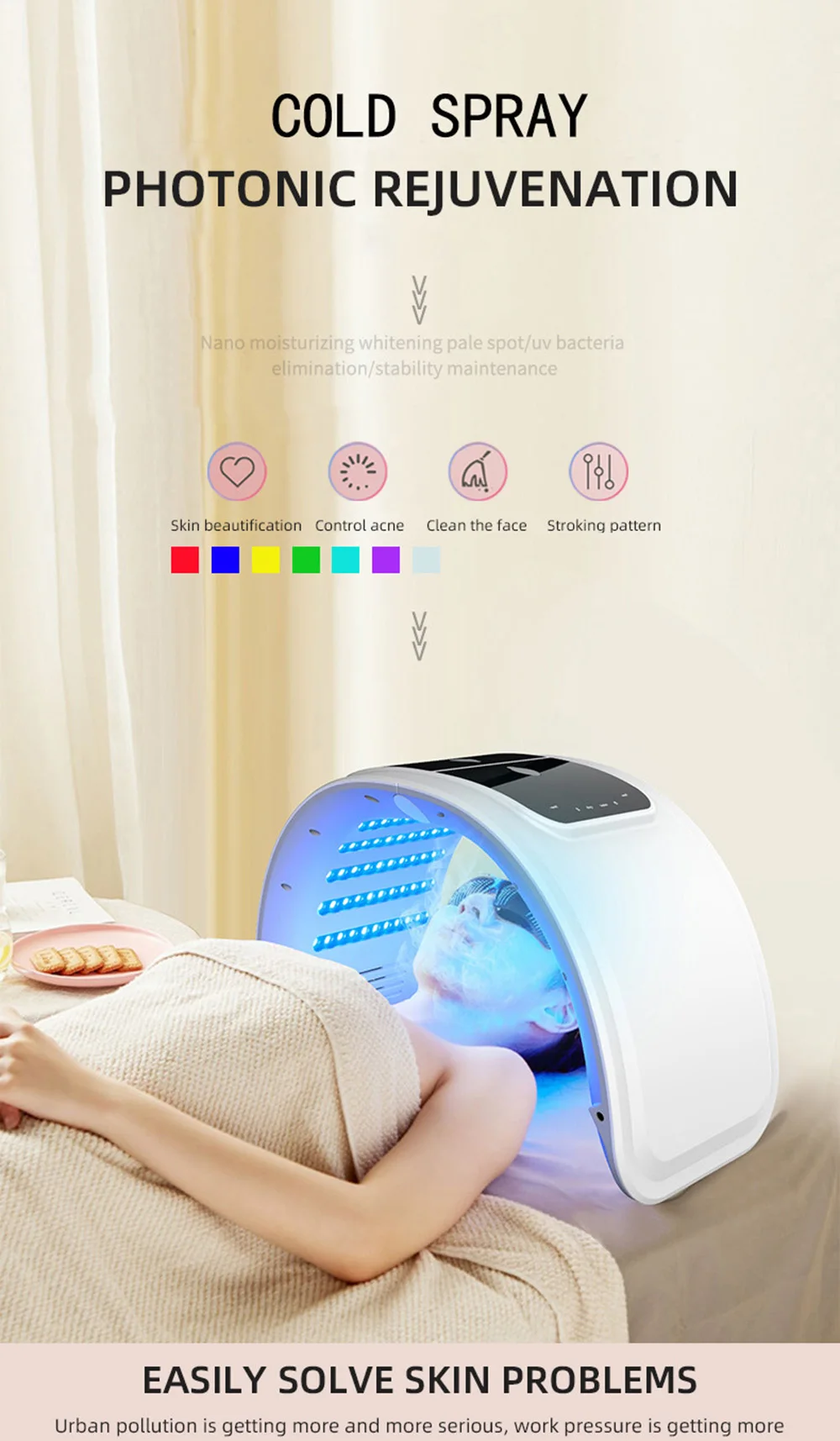 Neue LED-Gesichts masken ausrüstung 7 in 1 Farbe Gesicht Spa Gesichts gerät Haut verjüngung Licht Gesichts körper Schönheits maschine für die Hautpflege – Detail 2