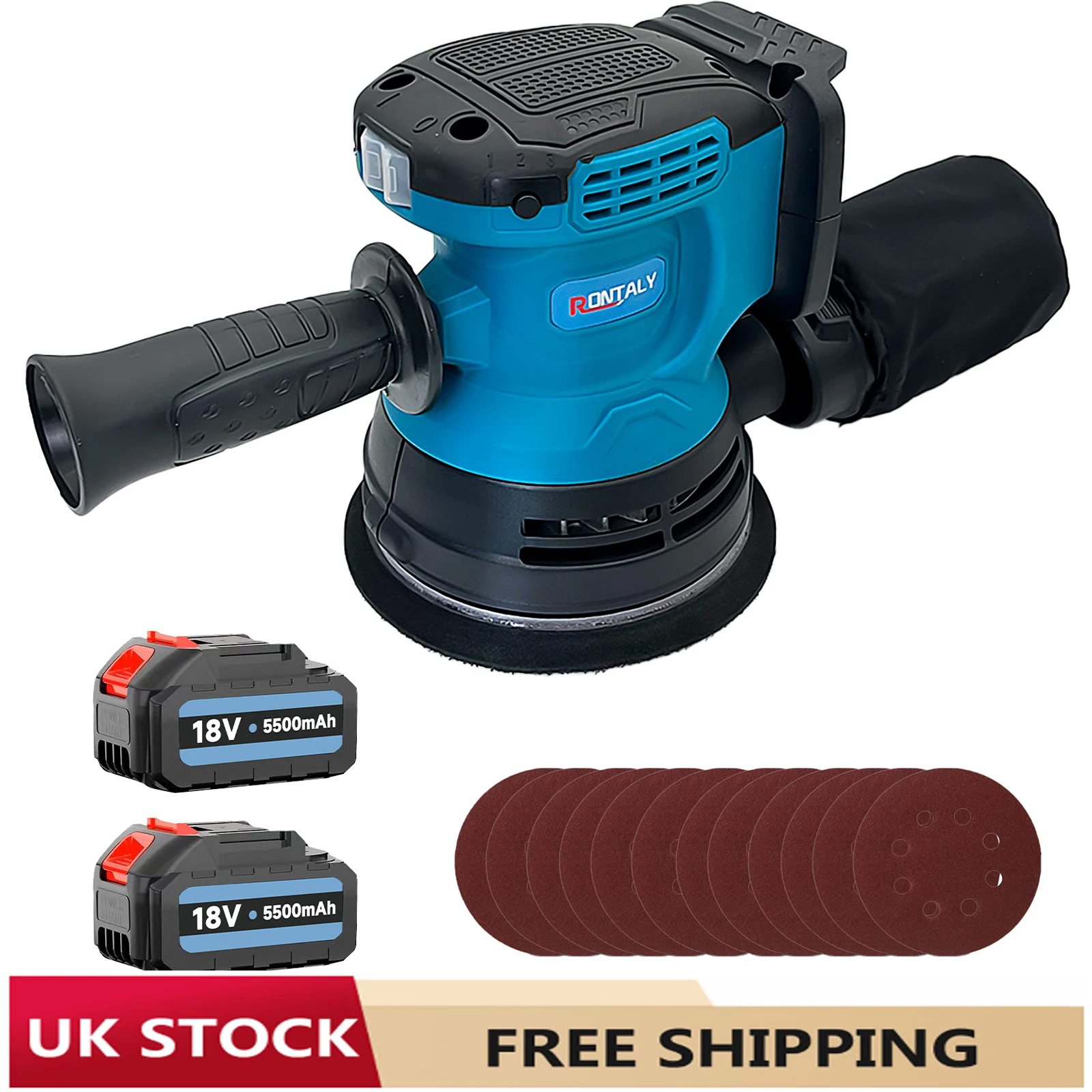 Cordless Orbital Sander, Random Orbital Sander with 2 Battery, 3 Variable Speeds, Electric Sander for Sanding, Polishing Wood