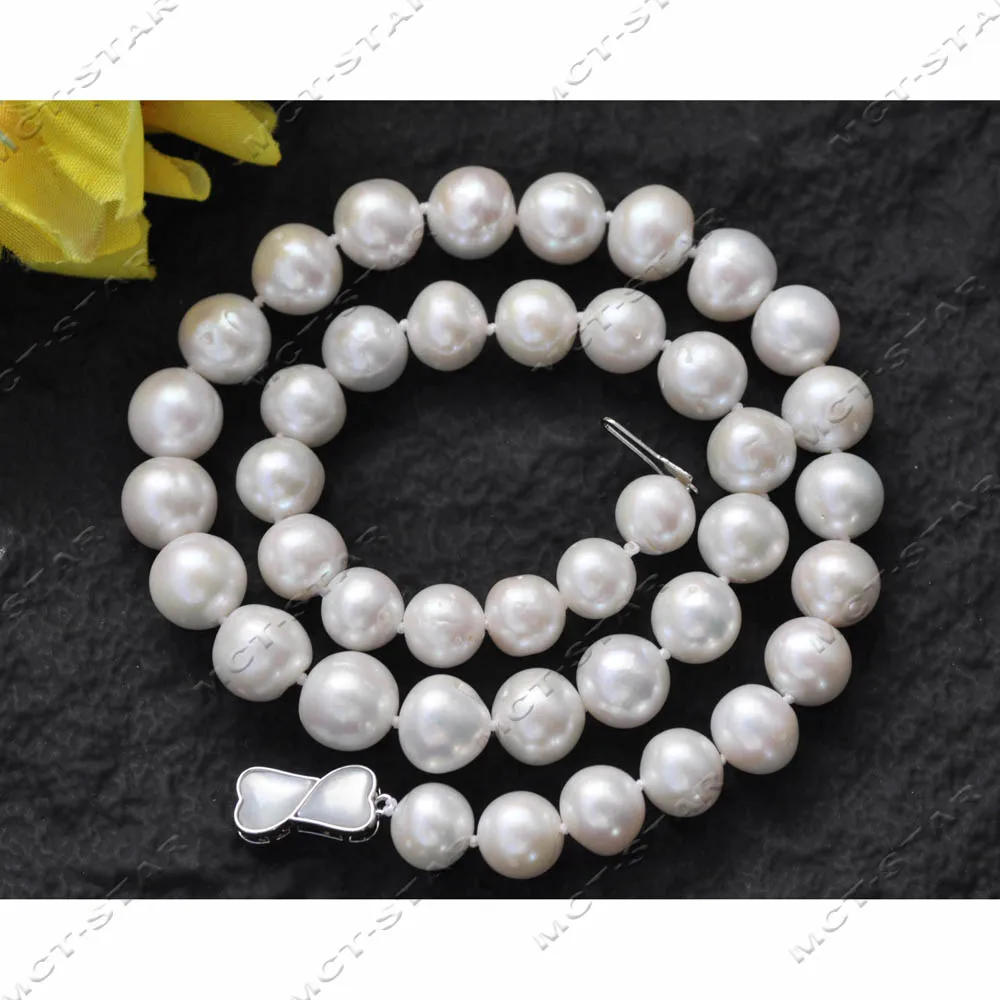 

Z13667 A+ 17" 11mm White Round Freshwater Pearl Necklace Shell Clasp Custom Jewelry