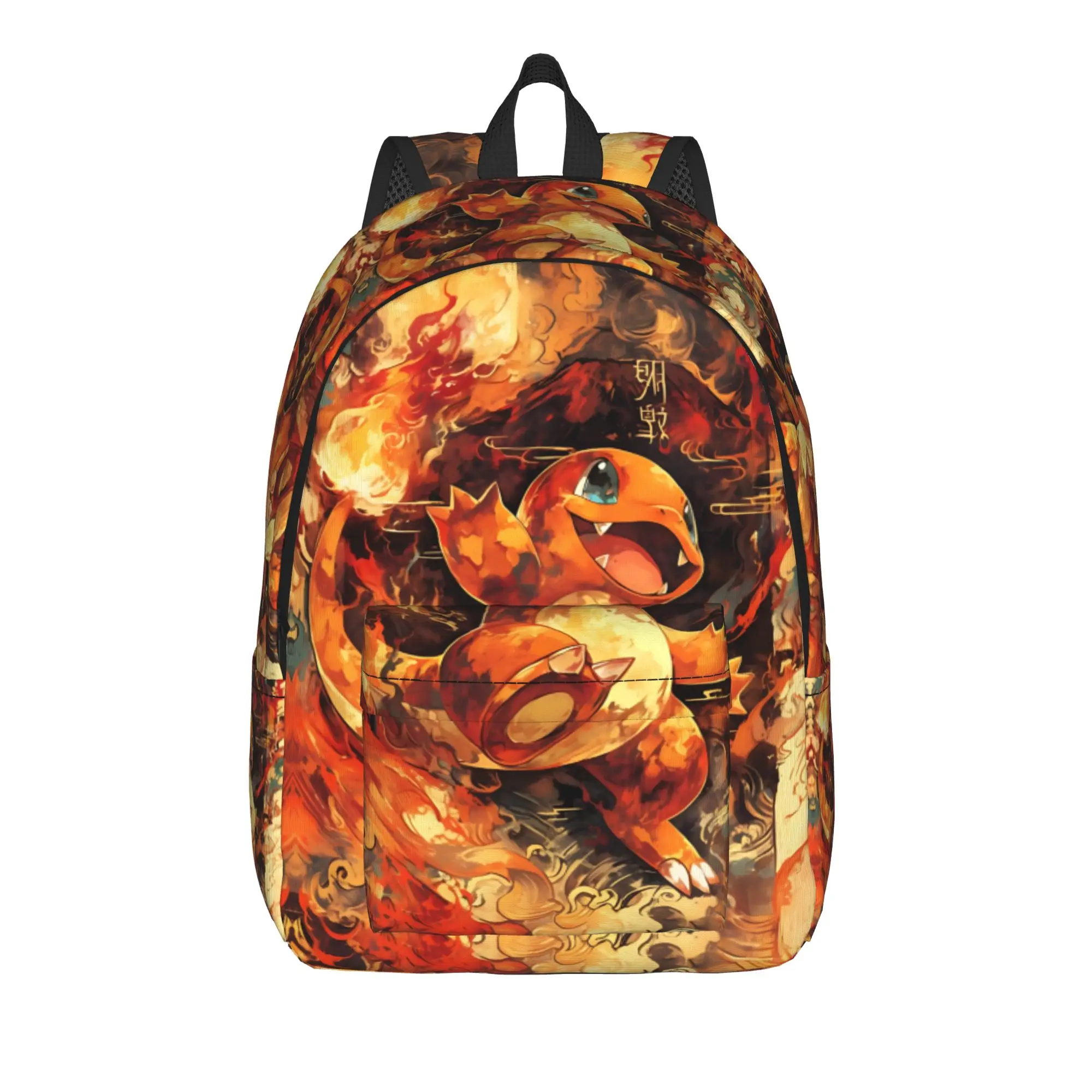 Fashion Pokemon Theme Charmander Fire Backpack  Mochilas Casual School Large Capacity Rucksack