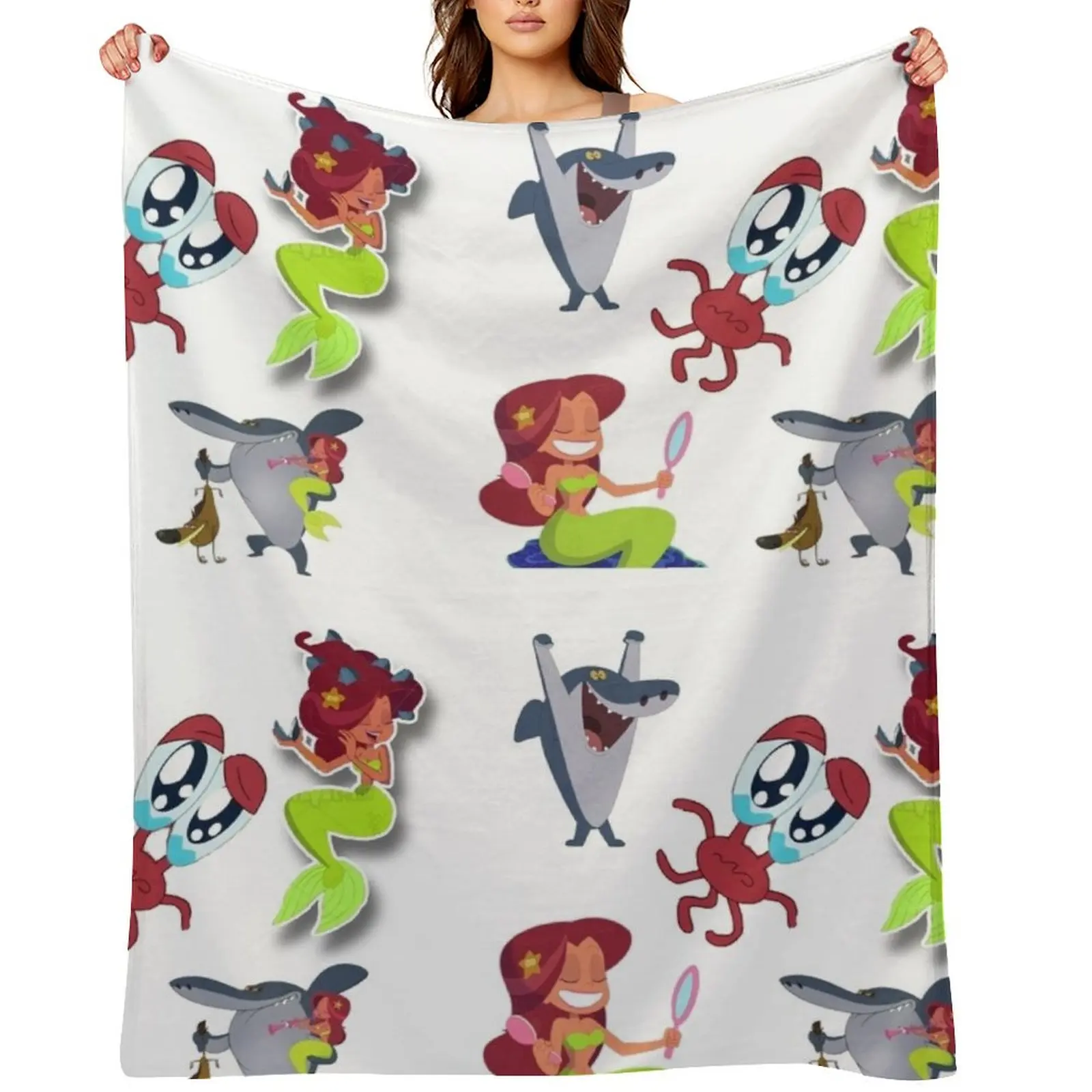 

Zigo and sharko pack stickers Throw Blanket Summer Plaid on the sofa Hairy Sleeping Bag Blankets