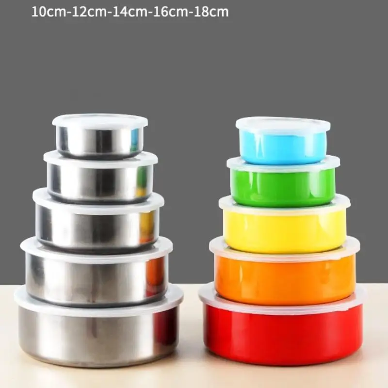 5Pcs Colorful Stainless Steel Mixing Bowls With Lids Stackable And Storage Deep Nesting Bowls Dishwasher Safe For Kitchen Baking