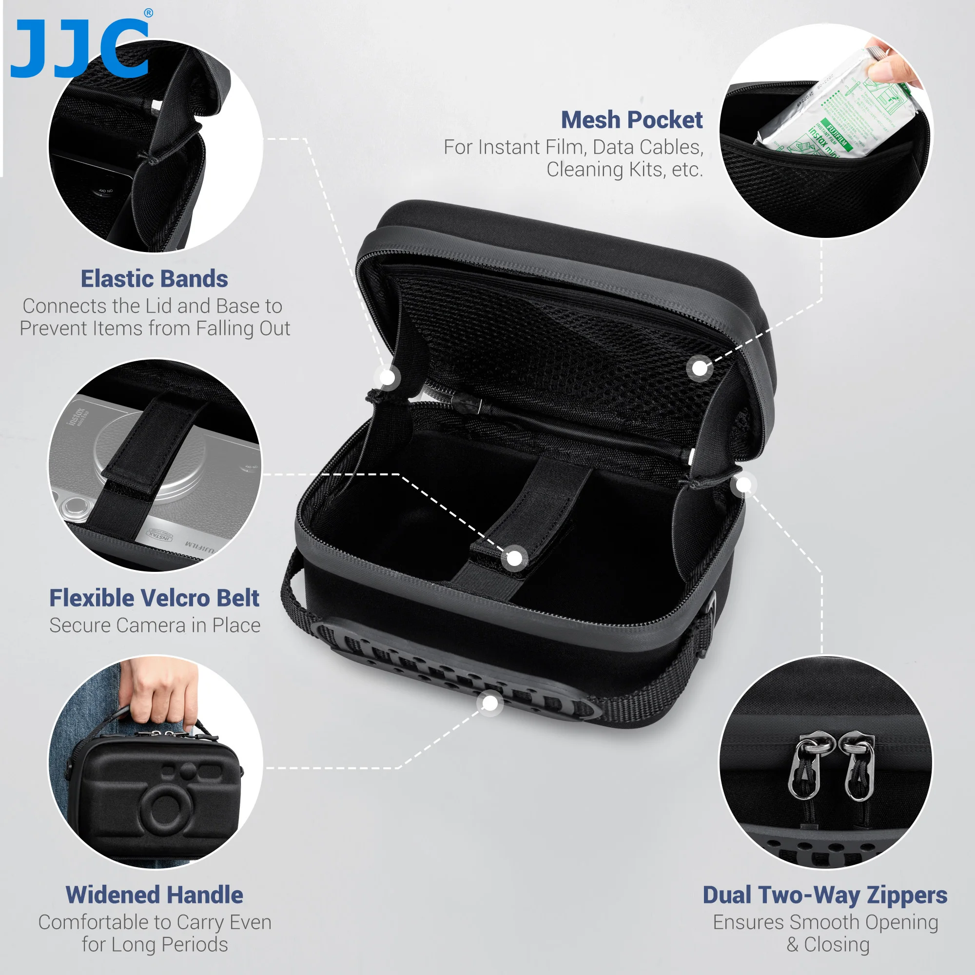 JJC حقيبة كاميرا صلبة محمولة لفوجي فيلم إنستاكس ميني إيفو ميني ليبلاي ، إنستاكس ميني 40/ميني 11/ميني 10/ميني 9 كاميرا فورية