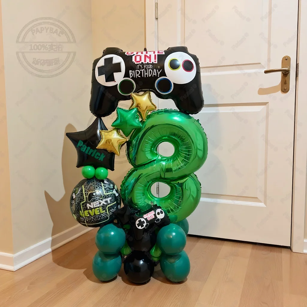 31 قطعة من بالونات موضوع لوحة الألعاب باللون الأخضر رقم مجموعة بالونات عيد الميلاد موضوع اللعبة ديكور الحفلات هدايا مفاجأة لأعياد ميلاد الأطفال #4