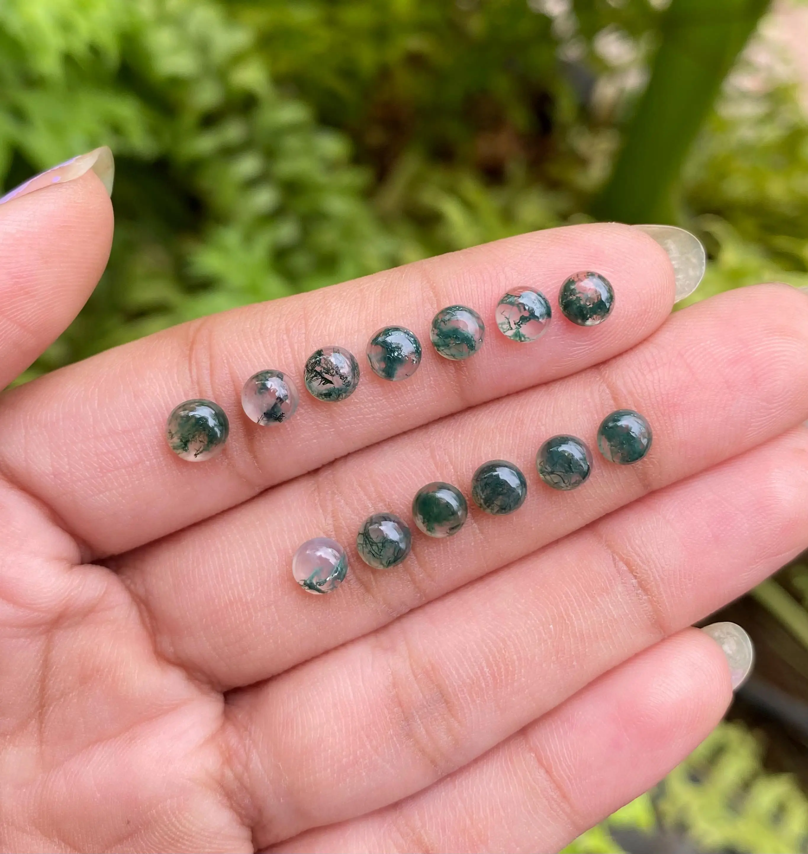 Wholesale AAA Natural Moss Agate Round Cabochon Polished Ring Face Multi-Size For Ring Necklace Jewelry Inlay Hot Sale