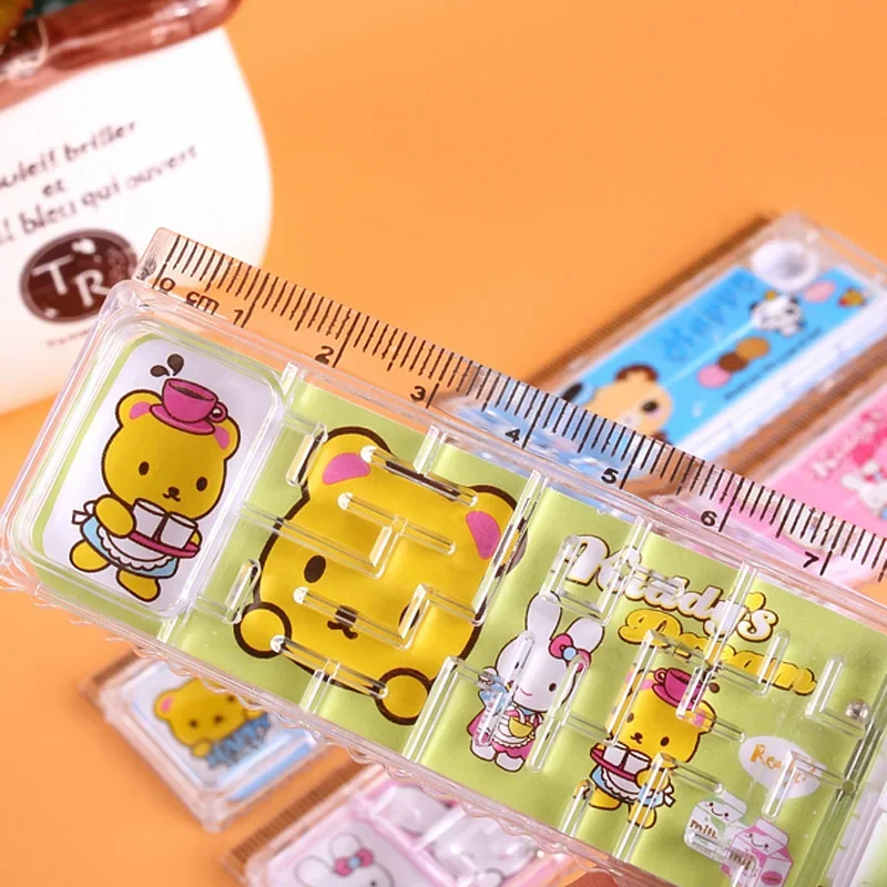 1pcs Cartoon Plastic Ruler Pupils Interesting Maze+puzzle Game Plastic Ruler 15cm Game Puzzle Ruler Kawaii School Supplies