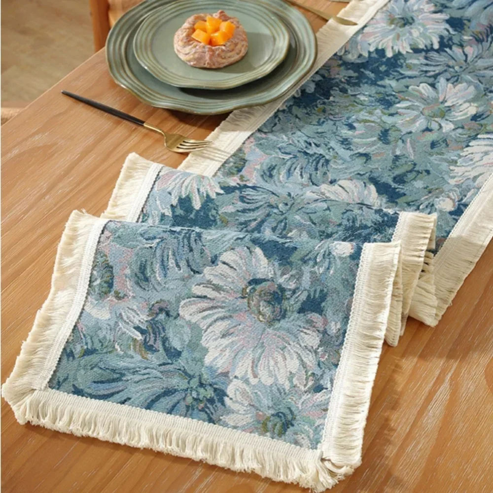 Скатерть в стиле ретро с бахромой и полосками по краям, скатерть для журнального столика, полотенца для телевизора, чехлы для шкафа в помещении и на улице