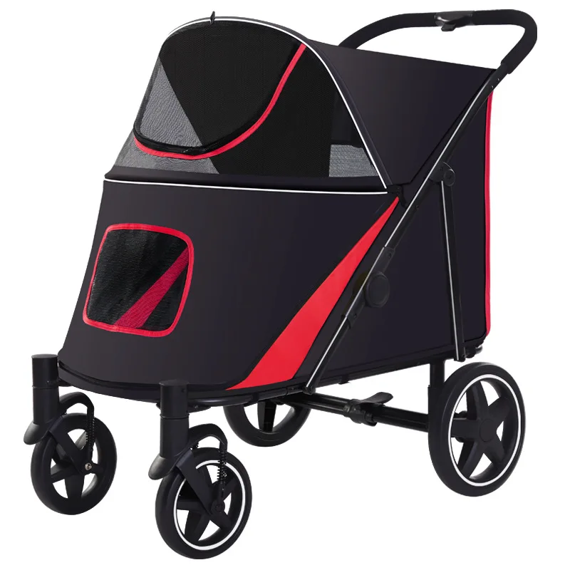 

4 Wheels Trolley Accessible From Both Front and Rear Foldable Pet Cart for Medium and Large Dogs Stroller for Disabled Dog Items