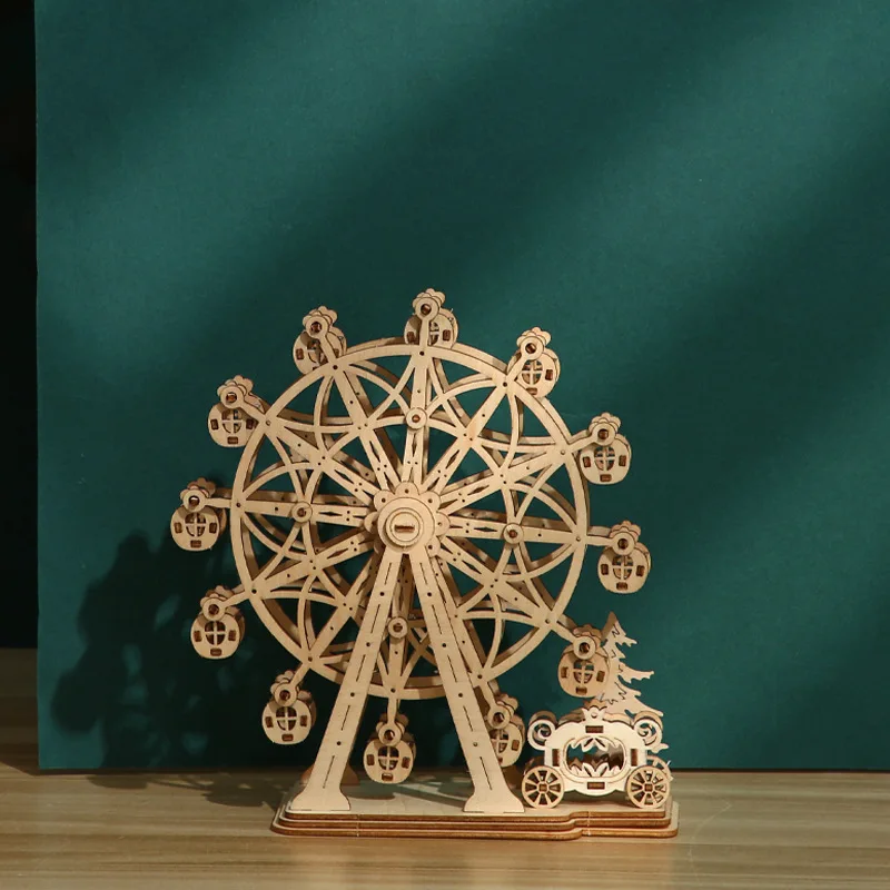 

High Quality 3D Wooden Ferris Wheel Puzzle Creative Wooden Three-dimensional Puzzles Building Blocks For Adult Kids Gift