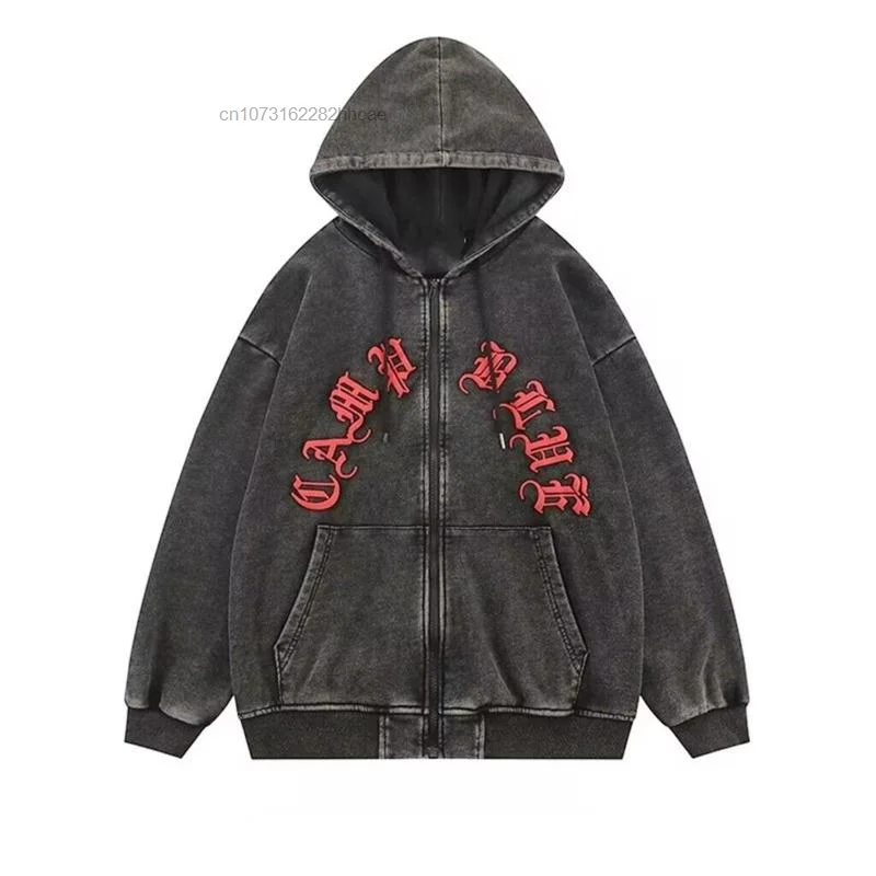 90s Vintage Cardigan Zip Up Hoodie Men And Women\'s Fashion Oversize Zipper Hooded Jacket Y 2k Hip Hop Grunge Sweatshirt Couple