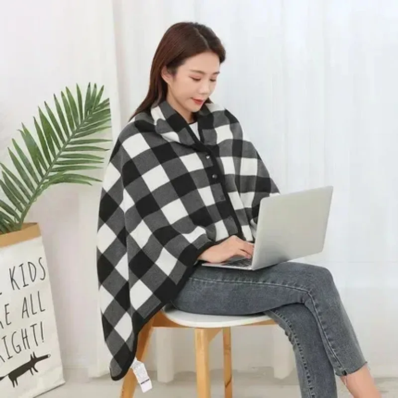 

JBTP New Fashion Printed Flannel Blanket Double Button Nap Office Blanket Home Fluffy Sofa Shawl Blanket