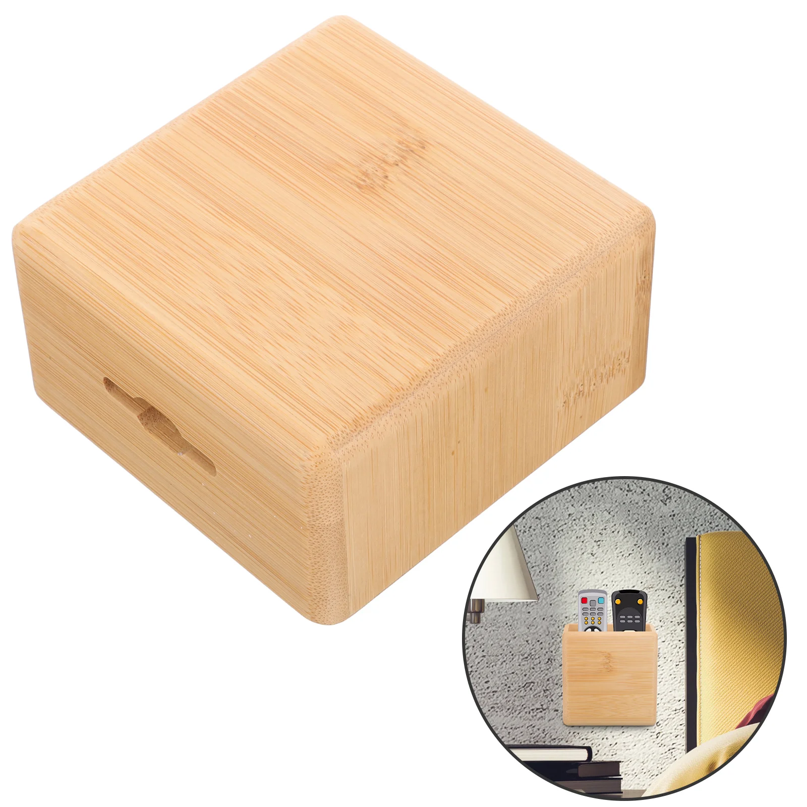 

Bamboo Remote Control Storage Box Phone Holder Wall Mount Easy Install No Drill Tidy Home Storage Easy to Clean