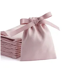Bolsa de joyería de lujo 20 piezas 10x8cm, bolsa de embalaje de ante con cordón, para anillos, collar, pulsera, colgante