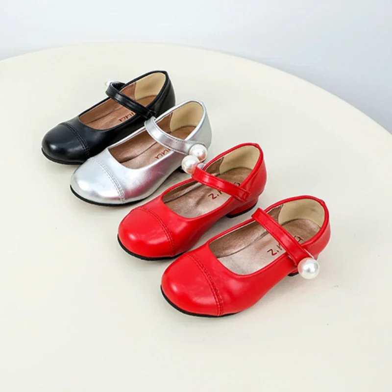

Girls High Heels Princess Shoes 2025 New Performance Children Leather Shoes Fashion Non-slip Causal Kids Party Shoes Soft Bottom