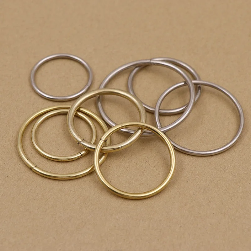 2 pcs Brass/Stainless Steel Lock O Ring Key Ring Loop Quick Release Keychain Loop Split Rings Leather Accessories