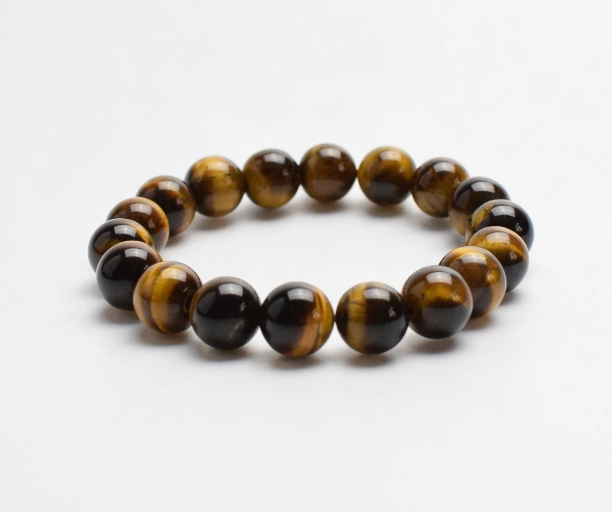 Natural Chakra Tiger Eye Stone Carved Crystal Healing Beads Stretch Semi-precious Stones Beaded Bracelets